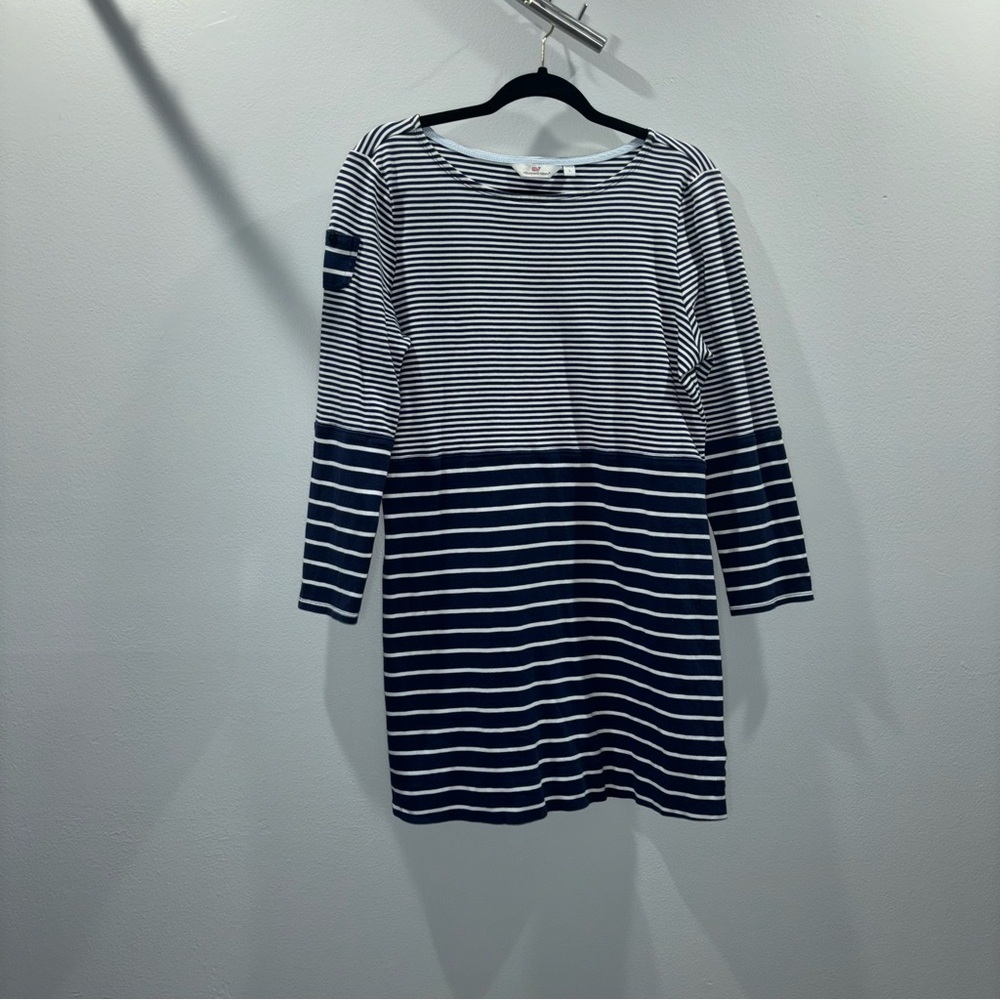 Vineyard Vines Navy White Stripe Cotton Nautical Dress Size Large